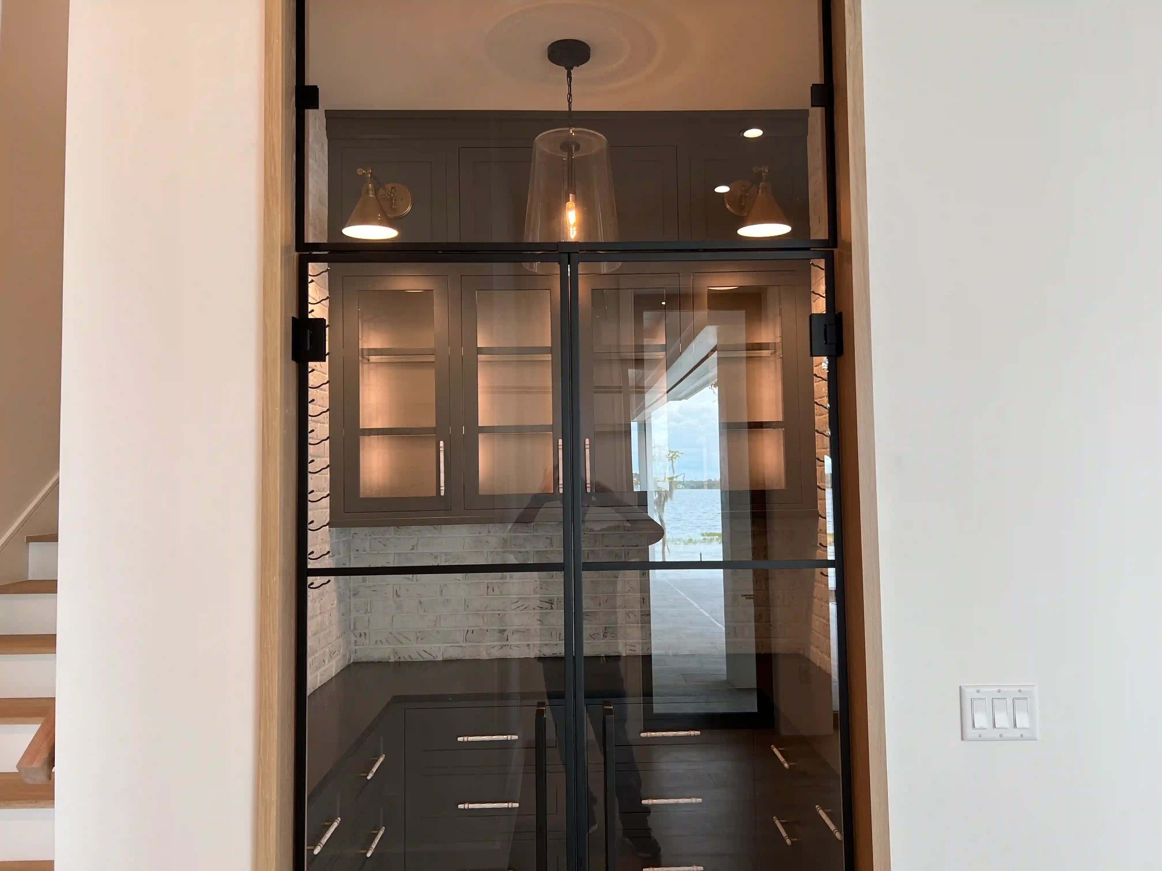 Butlers pantry wine room steel doors finished