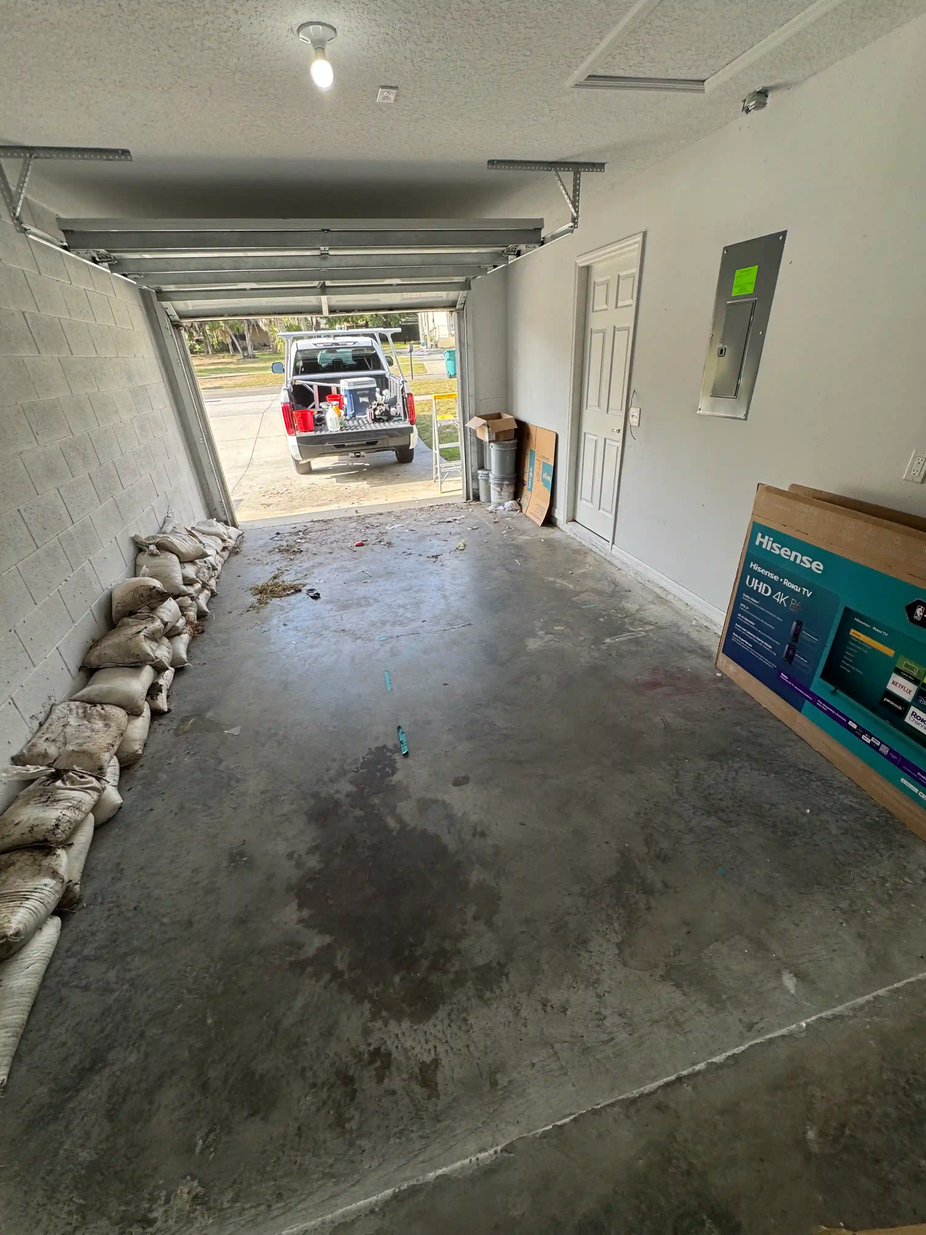 Garage cleanout debris before