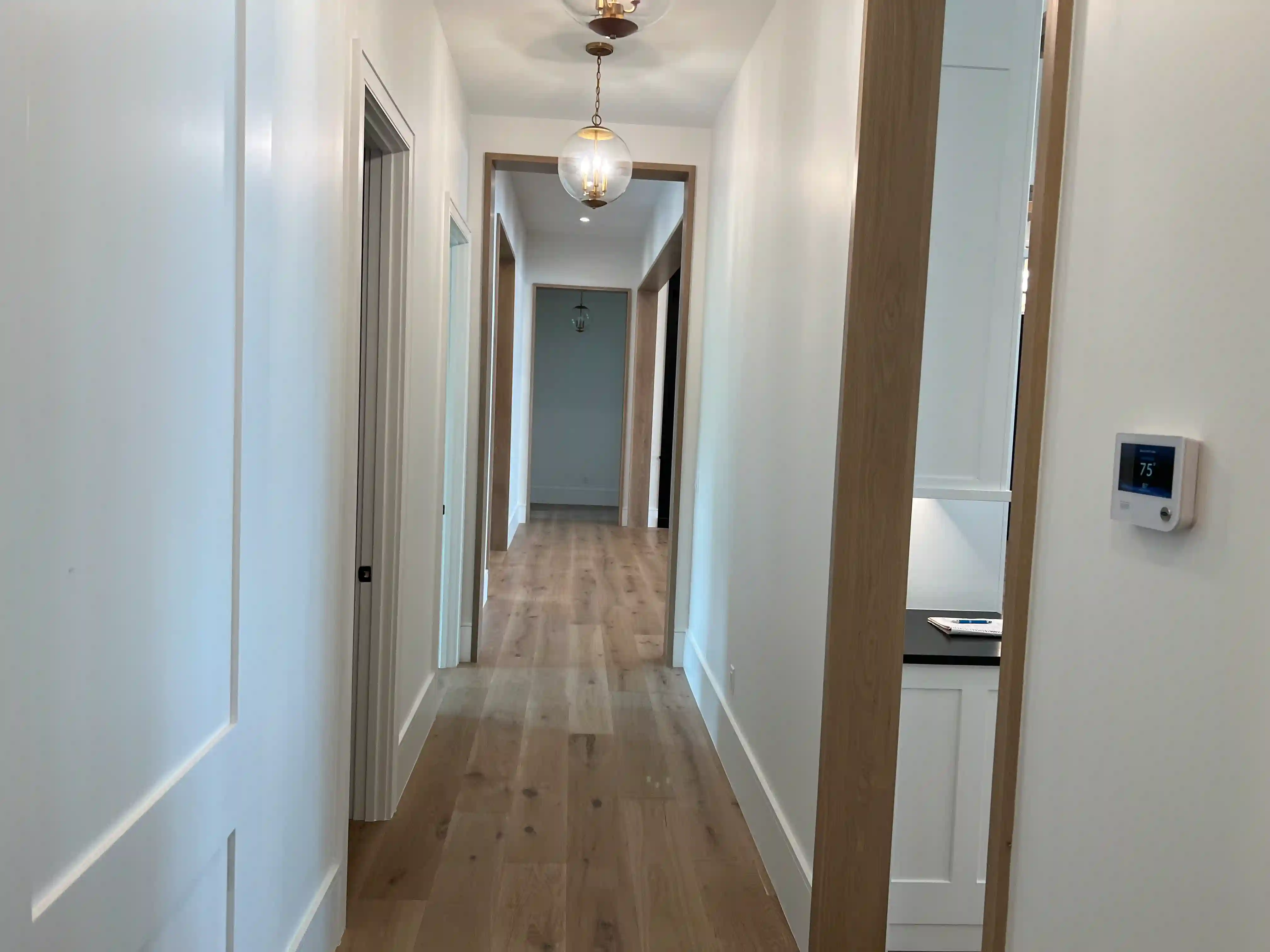 Hallway hardwood floor finished