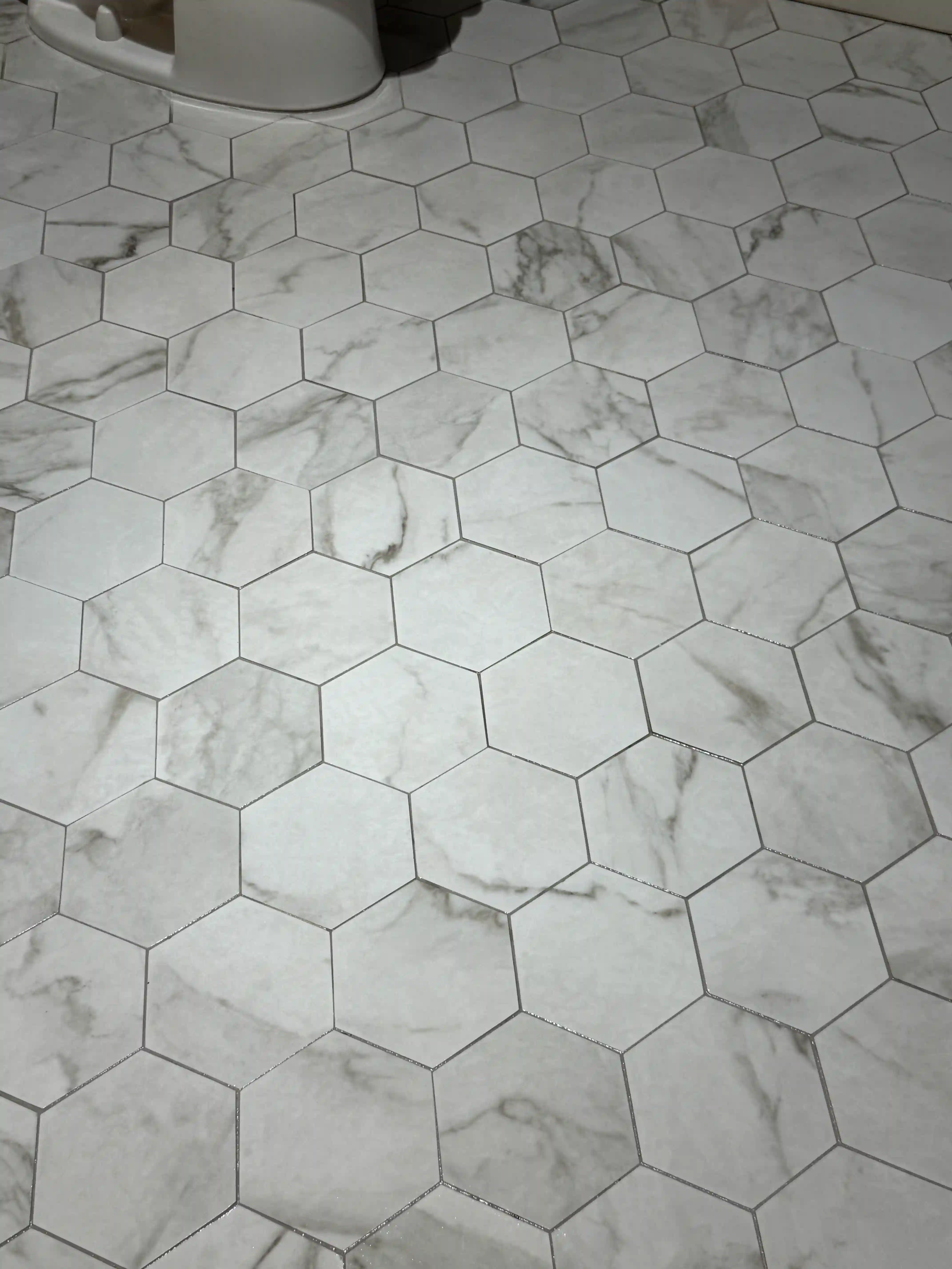 Marble hex tile floor detail