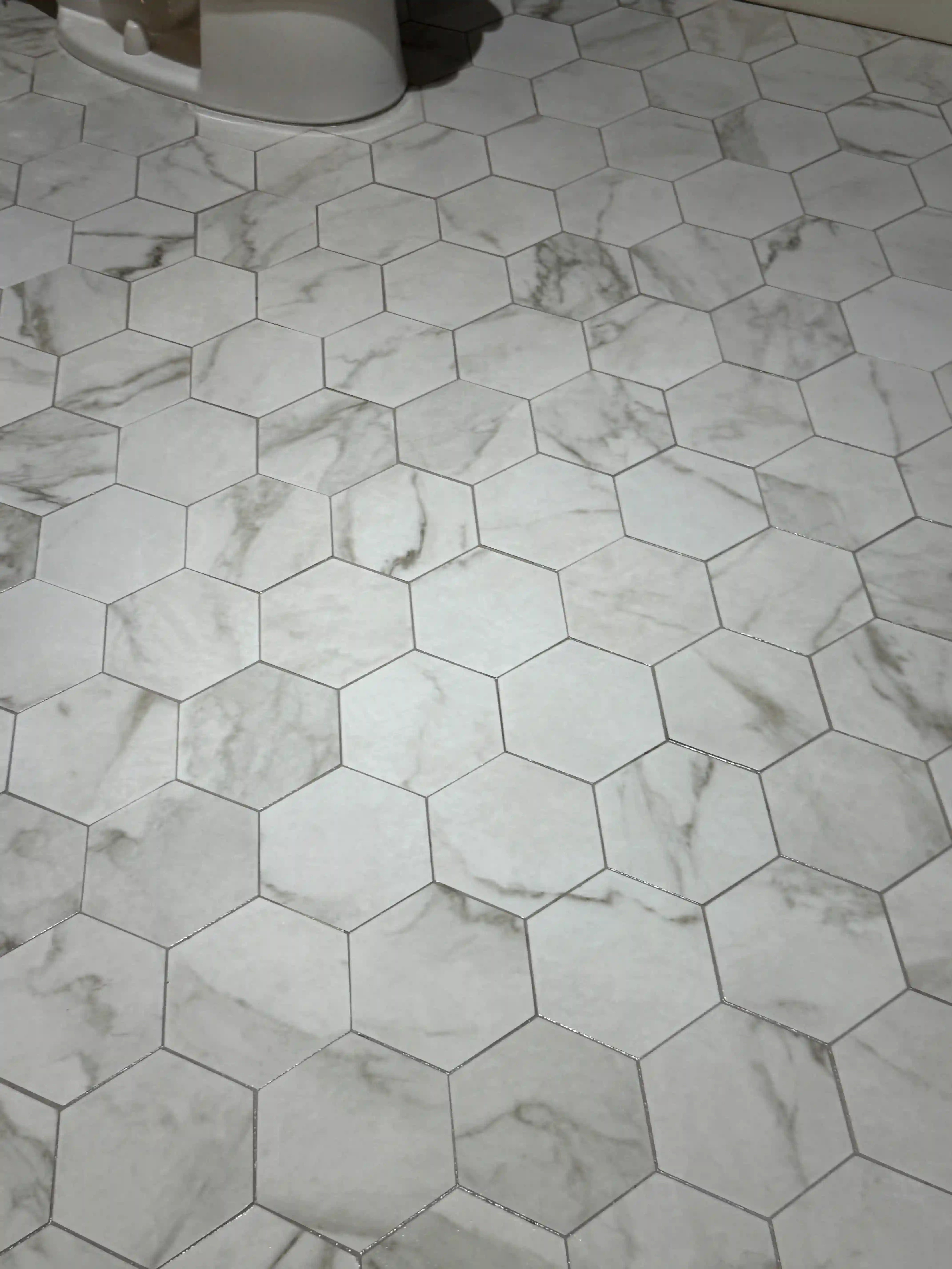 Marble hex tile floor detail