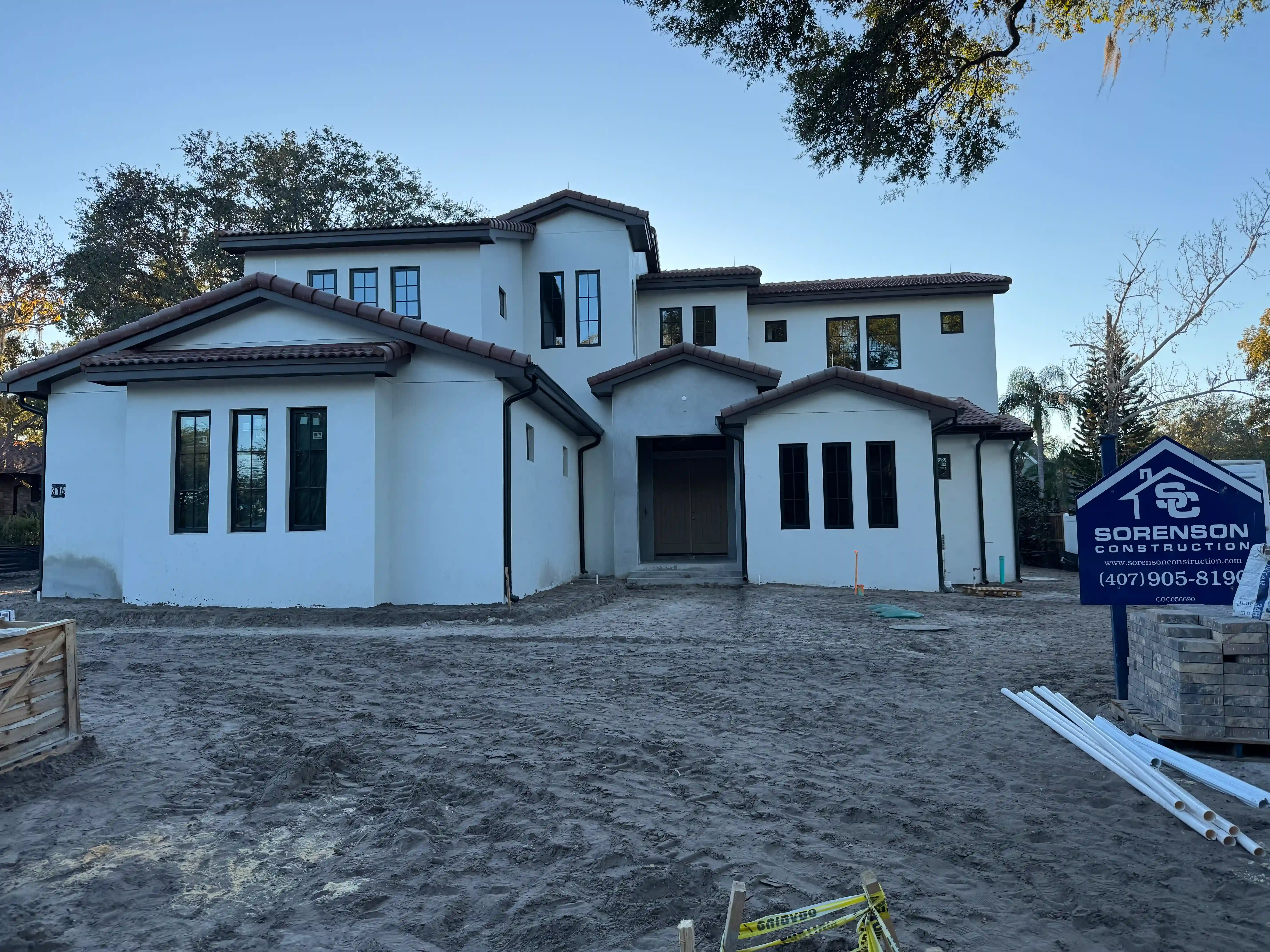 Mediterranean home exterior construction