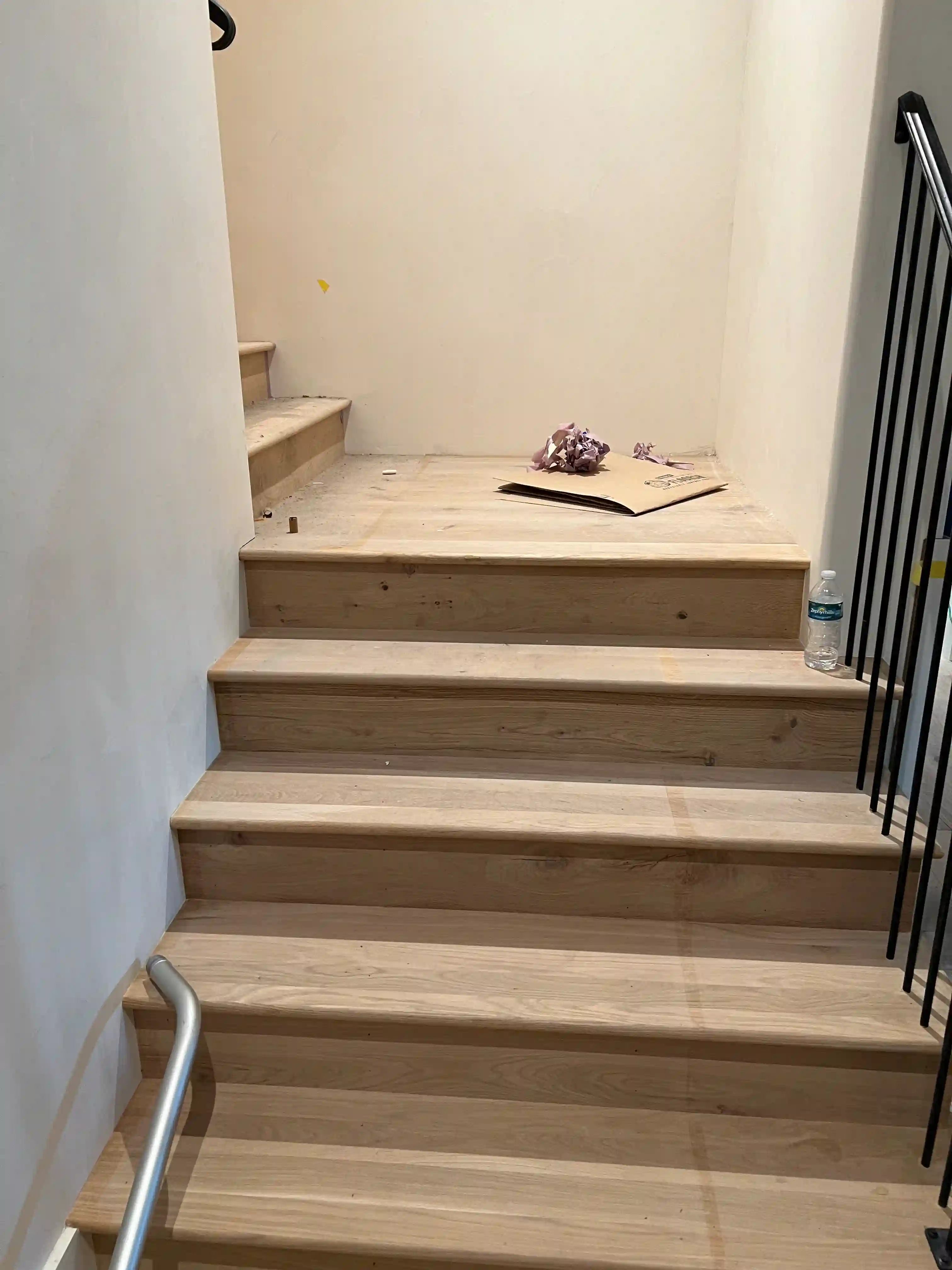 Staircase under construction debris