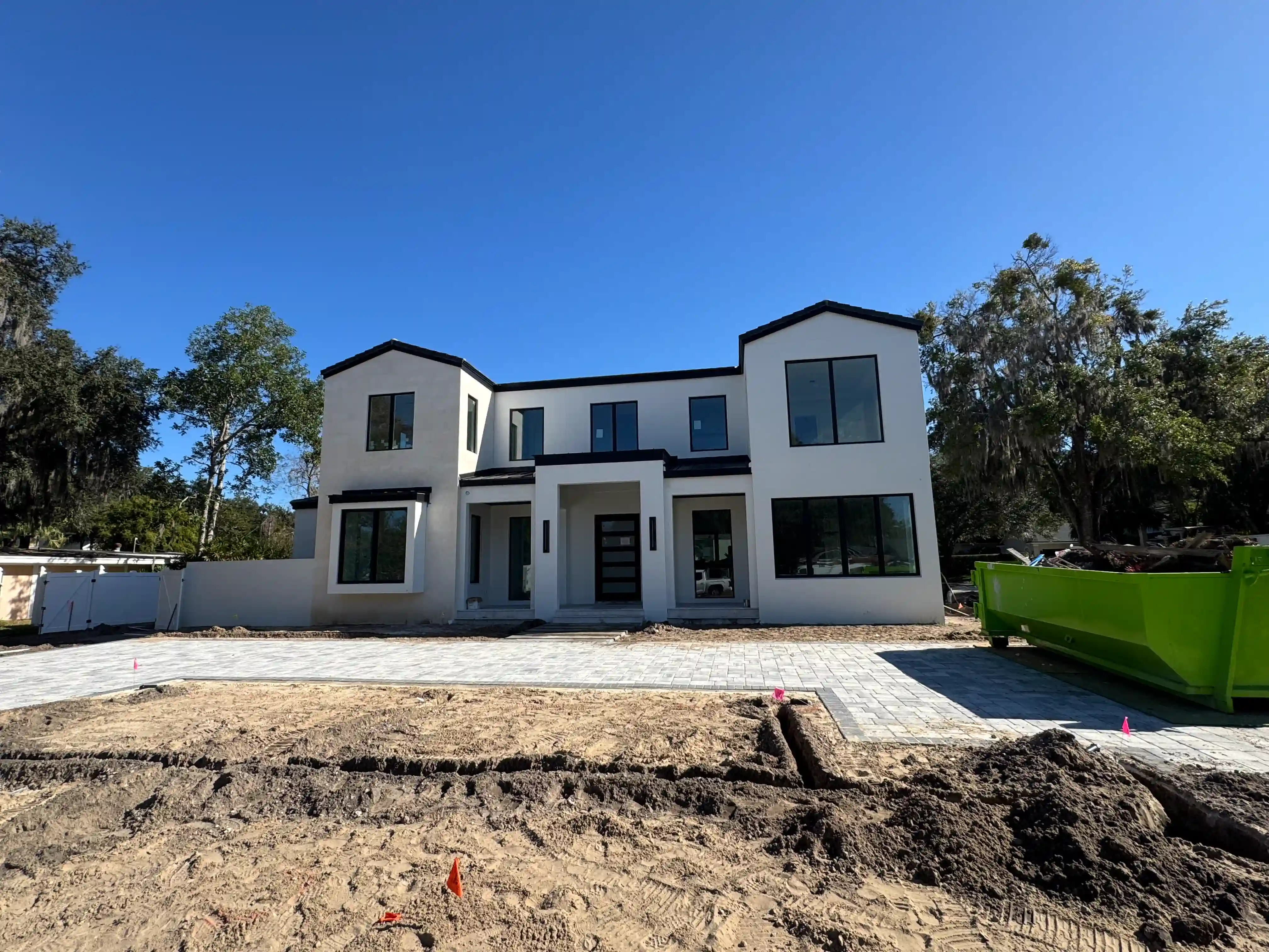 White mediterranean home front construction